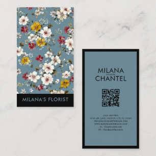 Cartão De Visita Margarida Amarela Azul Vermelha Florista Flor Mode