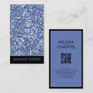 Cartão De Visita Margarida Azul Florista Flor Moderna e Tendência