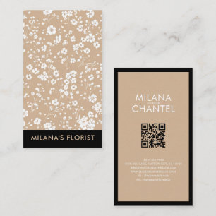 Cartão De Visita Margarida Branca Bege Moderna Hipster Flor Florist
