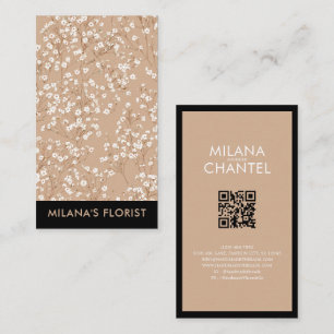 Cartão De Visita Margarida Branca Bege Moderna Hipster Flor Florist