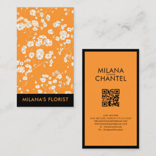 Cartão De Visita Margarida Laranja Flor Florista Moderna e Tendênci