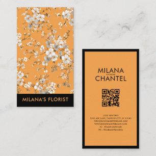 Cartão De Visita Margarida Laranja Florista Flor Moderna e Tendênci
