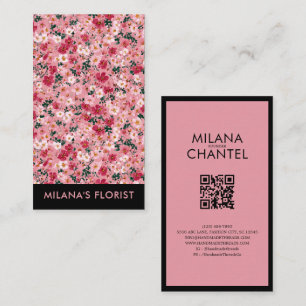 Cartão De Visita Margarida Rosa Flor Coringa Moderna Florista