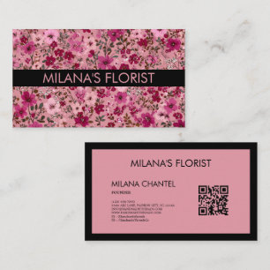 Cartão De Visita Margarida Rosa Flor Coringa Moderno Florista