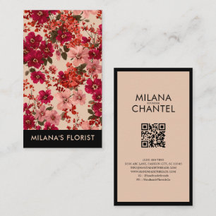 Cartão De Visita Margarida Vermelha Florista Flor Moderna e Tendênc