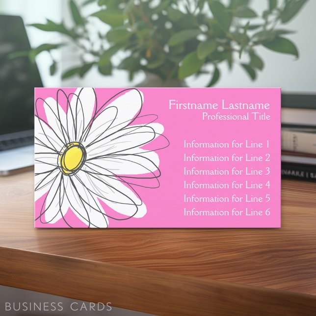 Cartão De Visita Margarida Whimsical - rosa (Custom Business Card - Online Template Plus Low Quantity Printing)