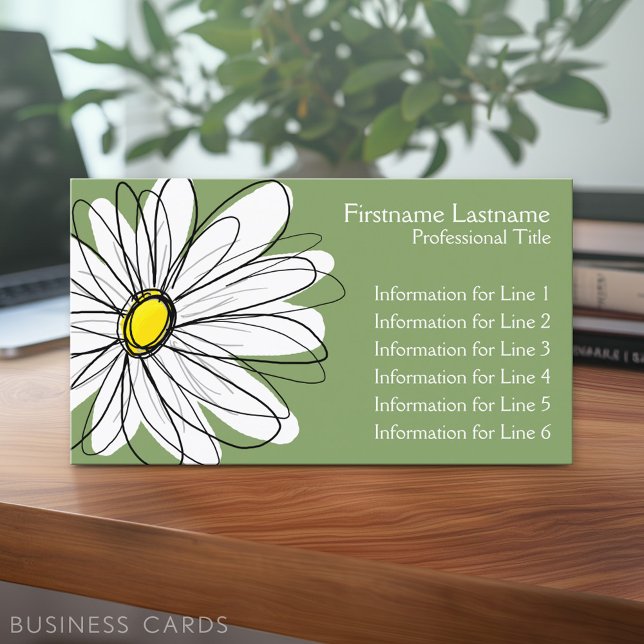 Cartão De Visita Margarida Whimsical - verde amarelo (Custom Business Card - Online Template Plus Low Quantity Printing)