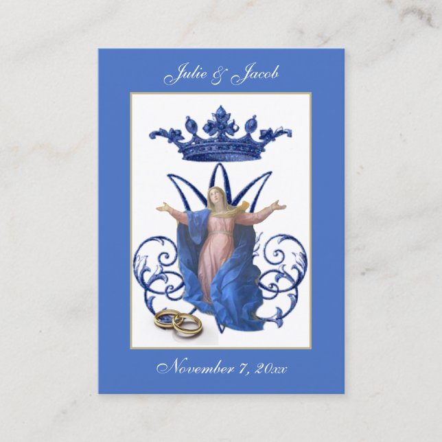 Cartão De Visita Marian Católico Casamento Favor Santa (Frente)