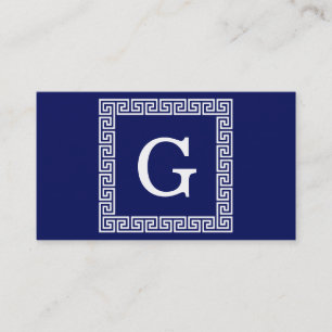 Cartão De Visita Marinho Azul Chave Grega Grega 1 Frame Monograma
