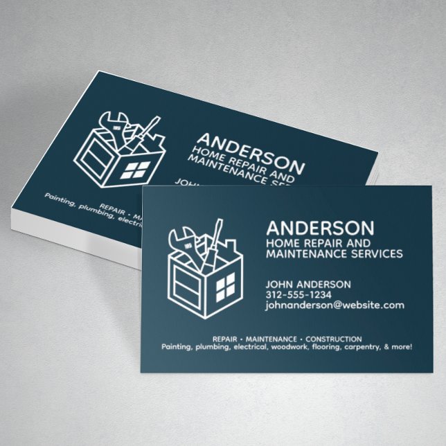 Cartão De Visita Marinho Azul do Serviço de Manutenção de Reparo Do (Criador carregado)