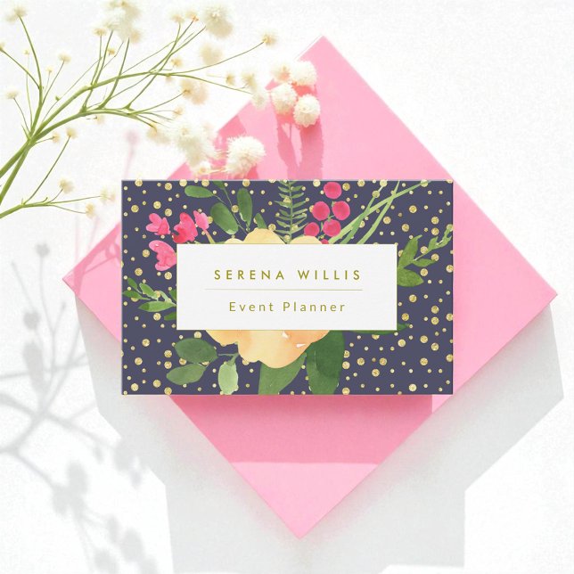 Cartão de visita marinho Azul Dourado do Planejado (Criador carregado)