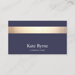 Cartão De Visita Marinho Azul - Dourado Stripe Modern Na moda