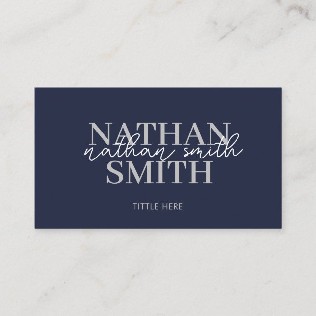 Cartão De Visita Marinho Azul Moderno Trendente Elegante (Frente)