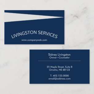 Cartão De Visita Marinho Azul Profissional Curvo e Moderno Simples