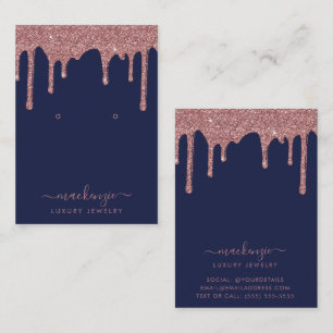 Cartão De Visita Marinho Azul Rosa Dourado Glitter Drives Jovens