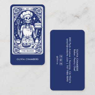 Cartão De Visita Marinho Blue Baker Tarot Skeleton Pastelão Chef