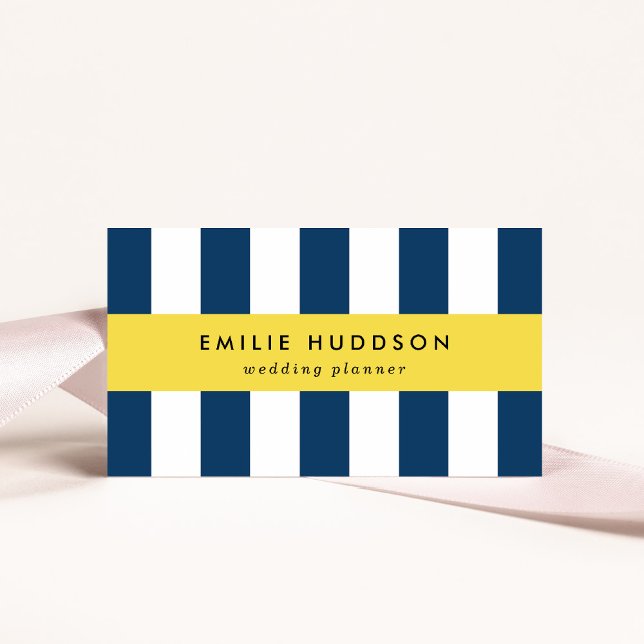 Cartão De Visita Marinho Blue Stripes, White Stripes, Padrão Stripe (Criador carregado)