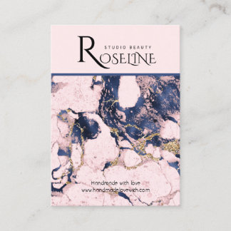 Cartão De Visita Marinho Blush Dourado Mármore Cor-de-rosa Tela