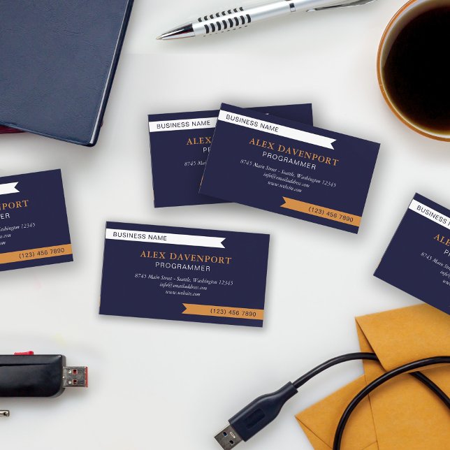 Cartão De Visita Marinho Branco e Xamontoado de Guidon Qualquer Pro (Criador carregado)