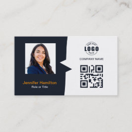 Cartão De Visita Marinho de fotos QRCode personalizado profissional
