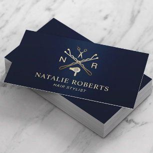 Cartão De Visita Marinho de logotipo de beleza com lista de folhas 