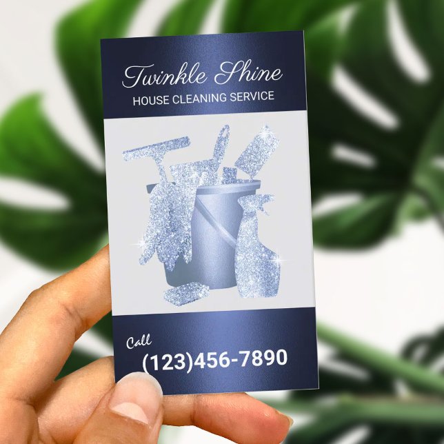 Cartão De Visita Marinho de serviço de limpeza profissional (Criador carregado)
