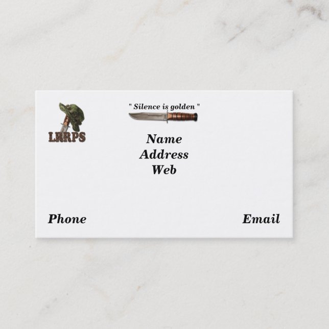 Cartão De Visita Marinho do exército fuzileiros navais lrrps lrrrp  (Frente)