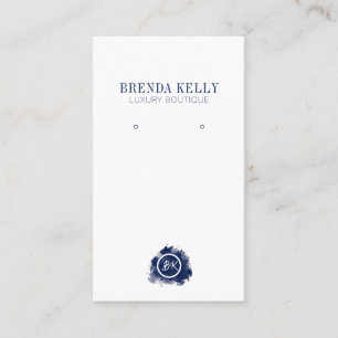 Cartão De Visita Marinho do Monograma Chic Moderno e Letras Brancas