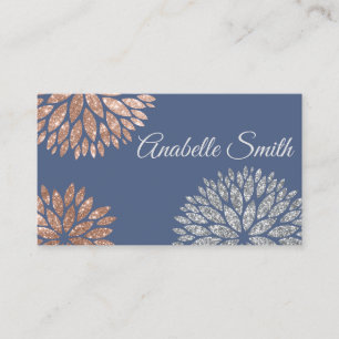 Cartão De Visita Marinho e Sparkle Dahlia Floral Design