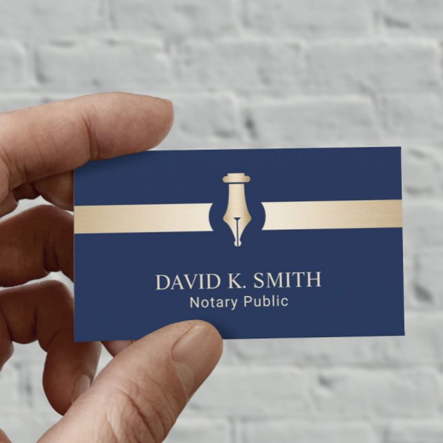 Cartão De Visita Marinho Elegante de Caneta Ouro Pública Notícia Az (Criador carregado)