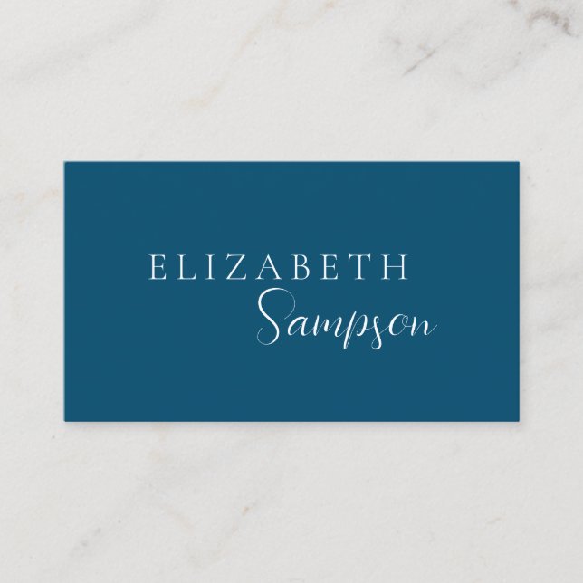 Cartão De Visita Marinho Elegante moderno azul e branco (Frente)