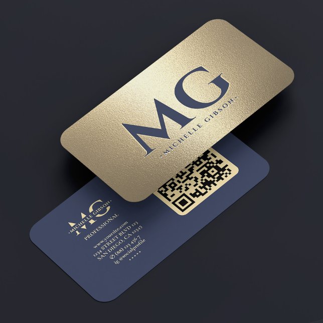 Cartão De Visita Marinho Escuro Moderno,  Azul, Dourado Profissiona (Modern Elegant Dark Navy Blue Gold Professional Business Card
)