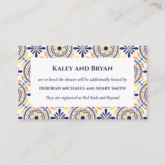 Cartão De Visita Marinho espanhol Amarelo Azulejo Mediterrâneo Pers (Frente)