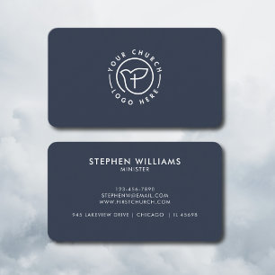 Cartão De Visita Marinho Minimalista do Ministro do Logotipo da Sua