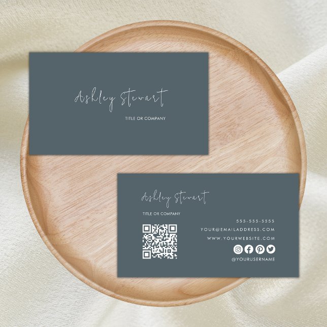 Cartão De Visita Marinho Mínimo de Código Qr Profissional (Criador carregado)