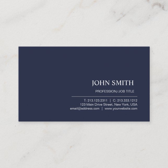 Cartão De Visita Marinho Mínimo de Planeamento Profissional Moderno (Frente)