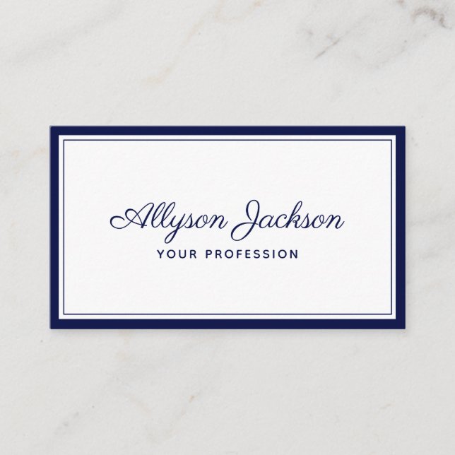 Cartão De Visita Marinho mínimo moderno azul (Frente)