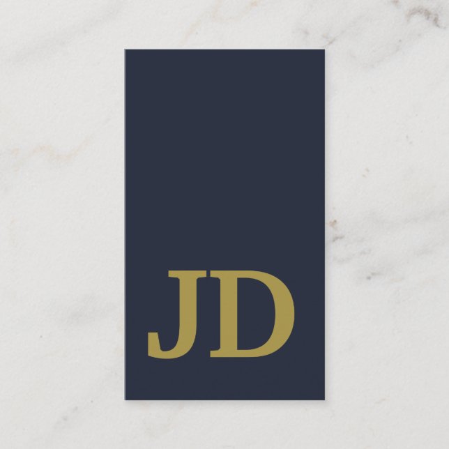 Cartão De Visita Marinho mínimo moderno azul e profissional Dourado (Frente)