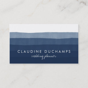 Cartão De Visita Marinho moderno, azul elegante, cor d'água, listra