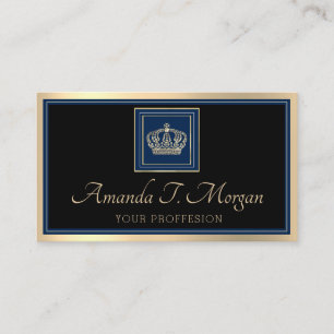 Cartão De Visita Marinho Ouro de Casamento de Evento Real  Preto