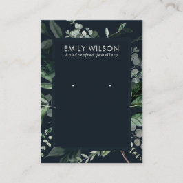 Cartão De Visita Marinho Preto Foliage Earrando o Colar