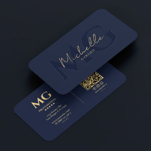 Cartão De Visita Marinho preto profissional moderno elegante azul