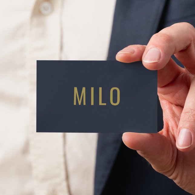 Cartão De Visita Marinho profissional Azul Dourado l luxo elegante (Criador carregado)