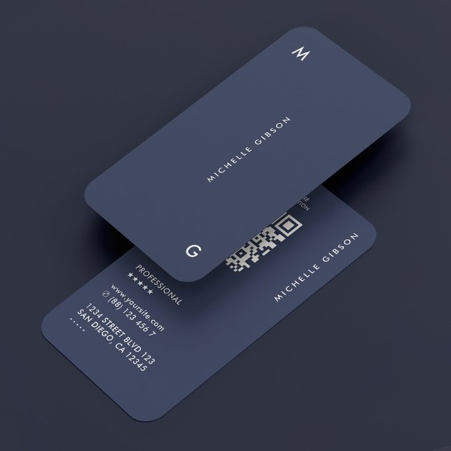 Cartão De Visita Marinho profissional moderno mínimo simples azul (Simple Minimal Modern Professional Navy Blue Business Card
)
