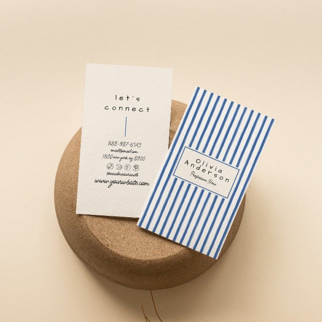 Cartão De Visita Marinho Retro Blue Hand Drapes Boho Exclusivo (Criador carregado)