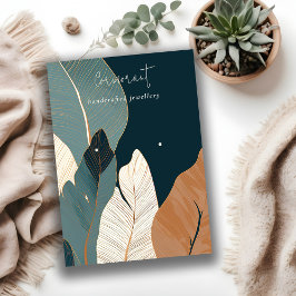 Cartão De Visita Marinho Rust Dourado Folheto Tropical com Earração