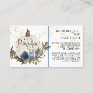 Cartão De Visita Marinho Rústico de Madeira Azul Pumpkin Livro Flor