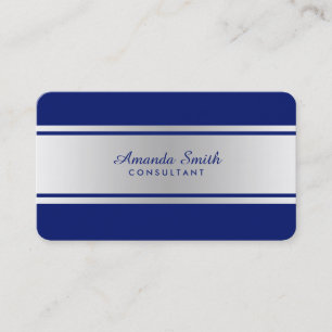 Cartão De Visita Marinho simples Crachá azul Elegante profissional