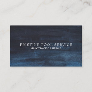 Cartão De Visita Marinho Simples de Cor de Água Moderna Azul