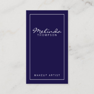 Cartão De Visita Marinho simples profissional azul e branco